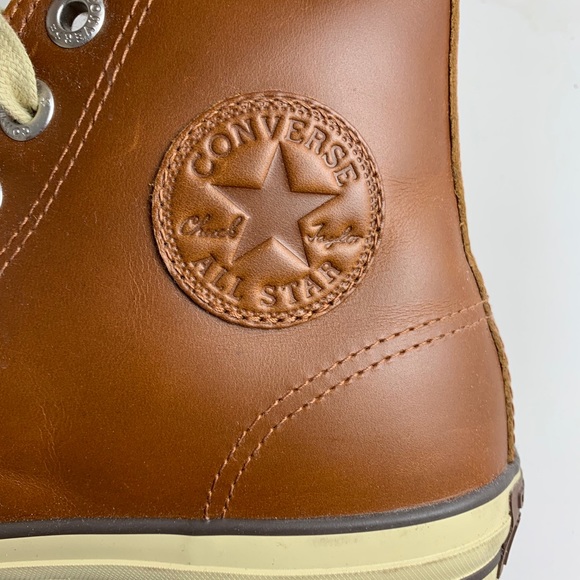 Men’s brown leather & shearling Converse sneakers - Picture 7 of 8